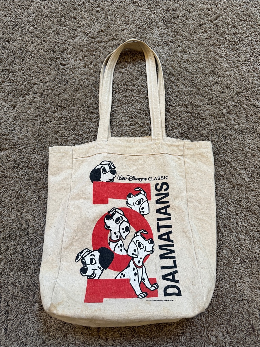 Disney Cream Tote Bag with Red 101 Dalmatians Graphic